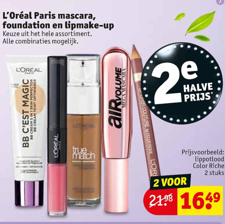 L Oreal   mascara, lipstick folder aanbieding bij  Kruidvat - details