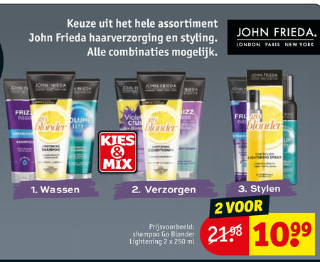 John Frieda   shampoo, cremespoeling folder aanbieding bij  Kruidvat - details