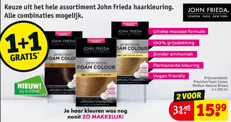 John Frieda   haarkleuring folder aanbieding bij  Kruidvat - details