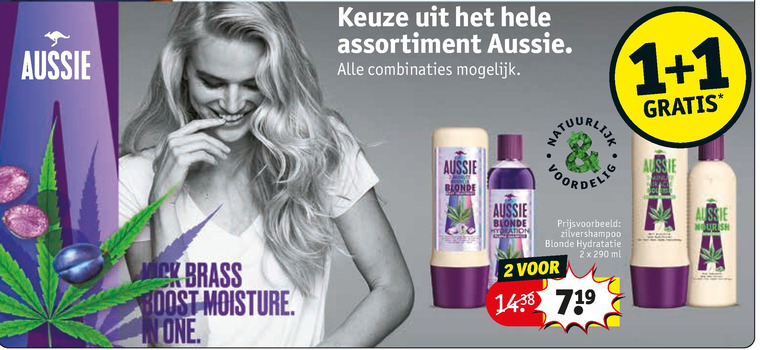 Aussie   shampoo, conditioner folder aanbieding bij  Kruidvat - details