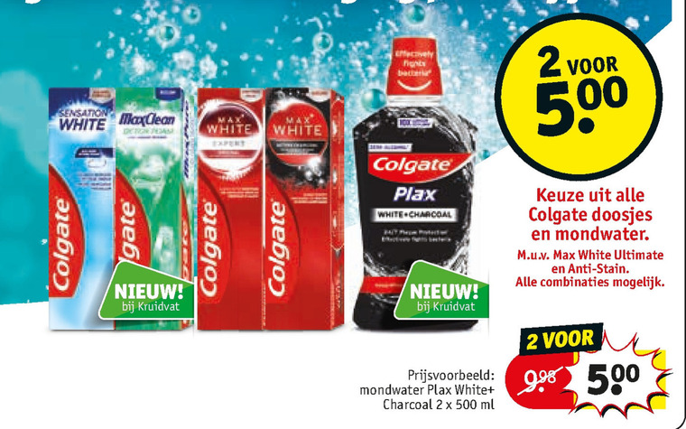 Colgate   mondwater, tandpasta folder aanbieding bij  Kruidvat - details