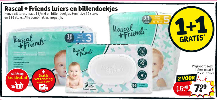 Rascal and Friends   luiers, billendoekjes folder aanbieding bij  Kruidvat - details