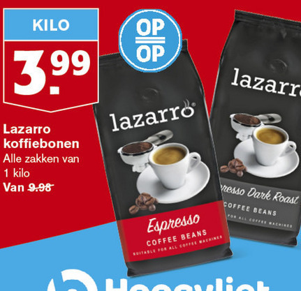 Lazarro   koffiebonen folder aanbieding bij  Hoogvliet - details