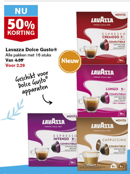 Lavazza   dolce gusto capsules folder aanbieding bij  Hoogvliet - details