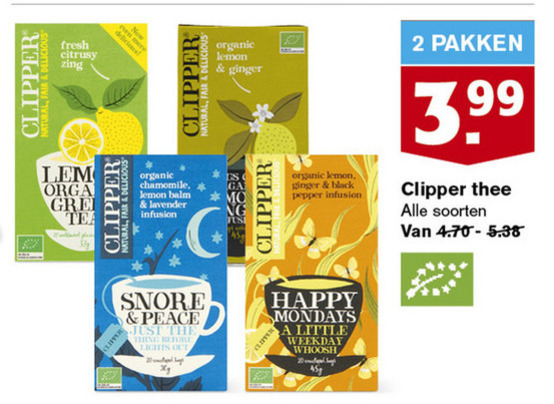 Clipper   thee folder aanbieding bij  Hoogvliet - details