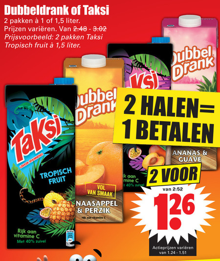 Taksi   fruitdrank folder aanbieding bij  Dirk - details