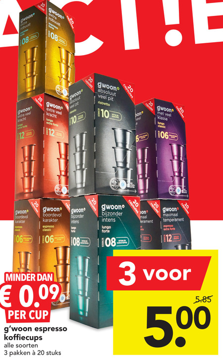 Gwoon   koffiecups folder aanbieding bij  Deen - details