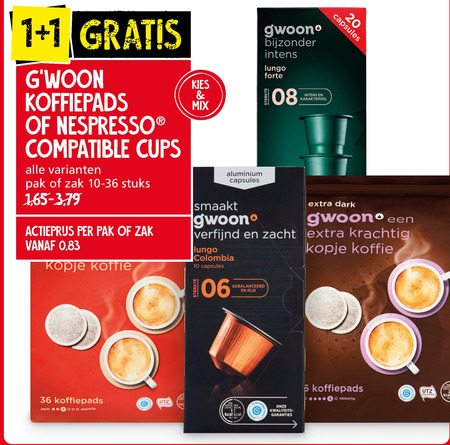 Gwoon   koffiecups, koffiepad folder aanbieding bij  Jan Linders - details