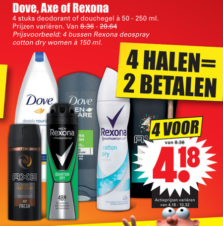 Axe   deodorant, douchegel folder aanbieding bij  Dirk - details