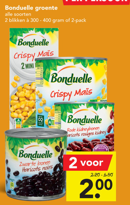 Bonduelle   groenteconserven folder aanbieding bij  Deen - details