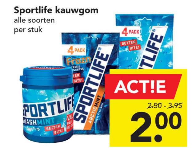 Sportlife   kauwgom folder aanbieding bij  Deen - details