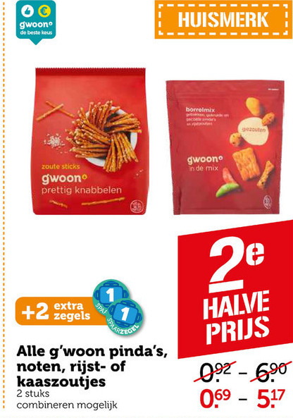 Gwoon   kaaszoutjes, pindas folder aanbieding bij  Coop - details