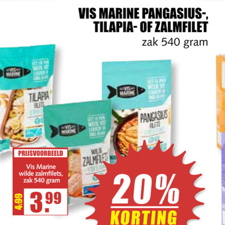 Vis Marine   pangasius, zalmfilet folder aanbieding bij  MCD Supermarkt Basis - details