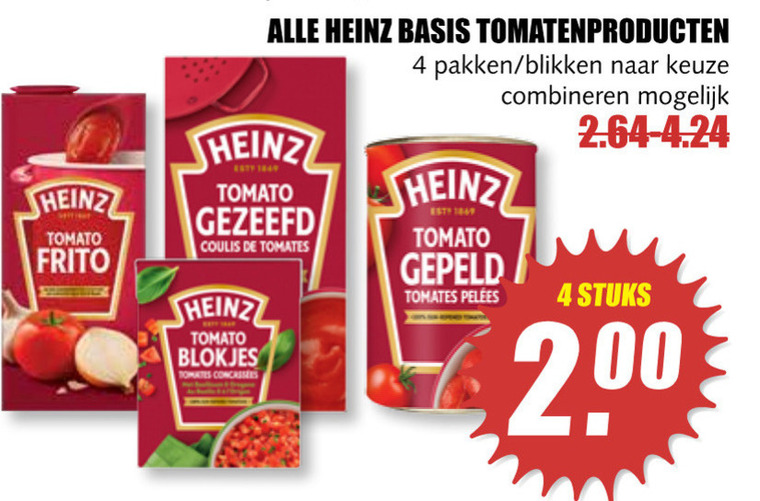 Heinz   tomatenpuree, tomatenblokjes folder aanbieding bij  MCD Supermarkt Basis - details