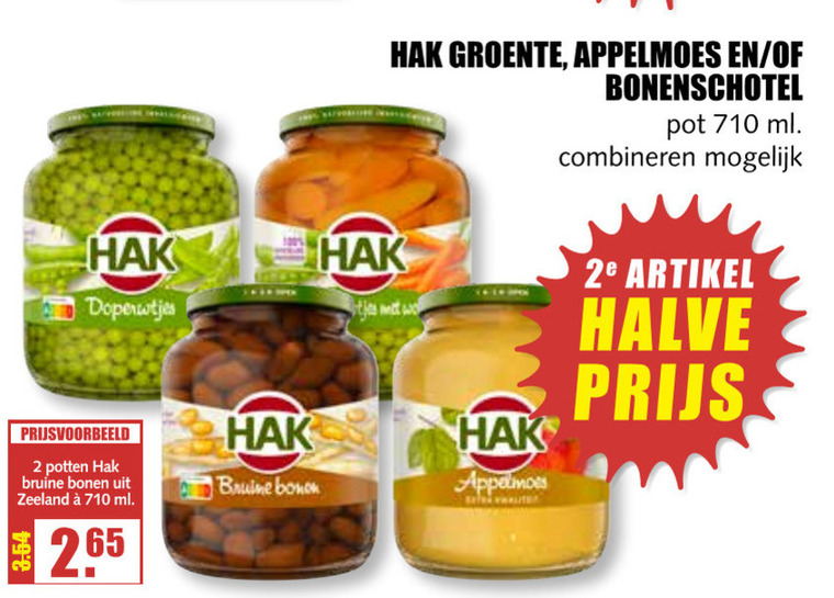 Hak   groenteconserven, appelmoes folder aanbieding bij  MCD Supermarkt Basis - details