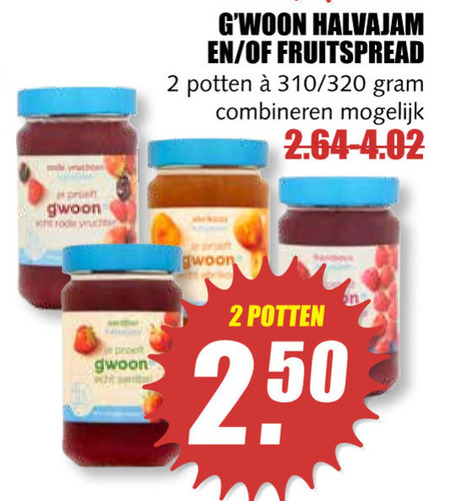 Gwoon   jam folder aanbieding bij  MCD Supermarkt Basis - details