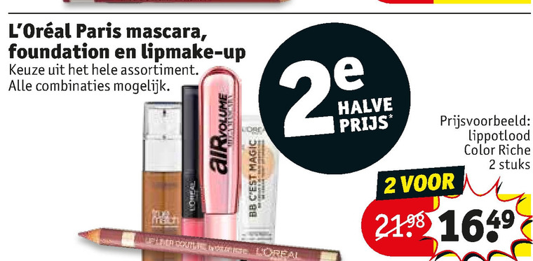 L Oreal   foundation, lipstick folder aanbieding bij  Kruidvat - details