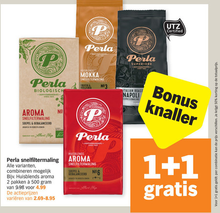 Perla   koffie folder aanbieding bij  Albert Heijn - details