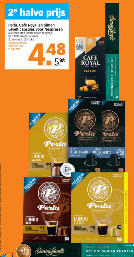 Simon Levelt   koffiecups folder aanbieding bij  Albert Heijn - details