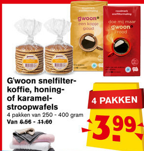 Gwoon   koffie, stroopwafels folder aanbieding bij  Hoogvliet - details