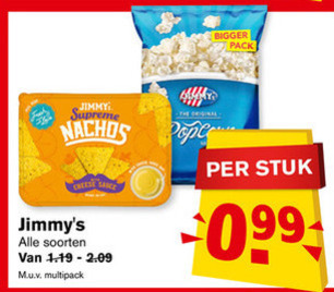 jimmys   popcorn, chips folder aanbieding bij  Hoogvliet - details