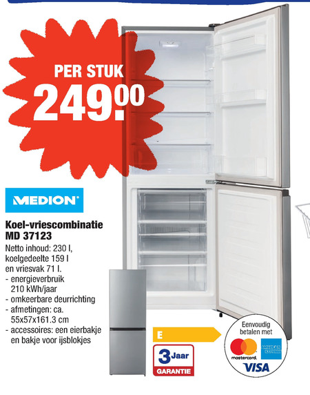 Medion   koelvriescombinatie folder aanbieding bij  Aldi - details