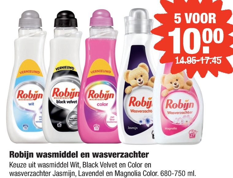 Robijn   wasmiddel, wasverzachter folder aanbieding bij  Aldi - details