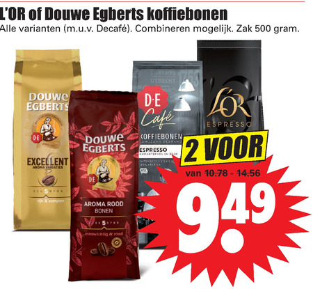 Douwe Egberts   koffiebonen folder aanbieding bij  Dirk - details