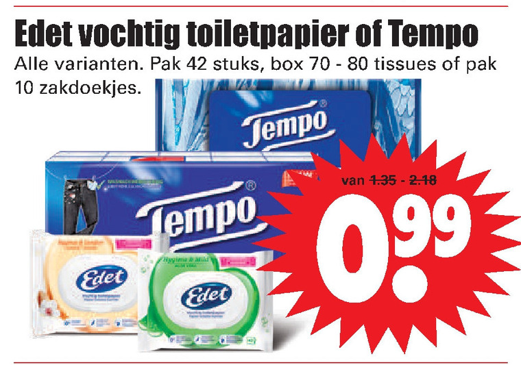 Tempo   zakdoek, tissue folder aanbieding bij  Dirk - details