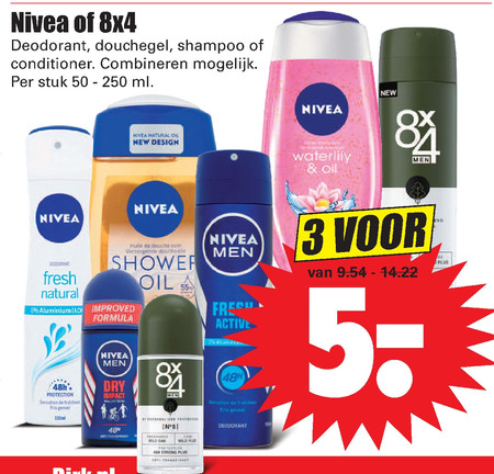 8x4   deodorant, douchegel folder aanbieding bij  Dirk - details