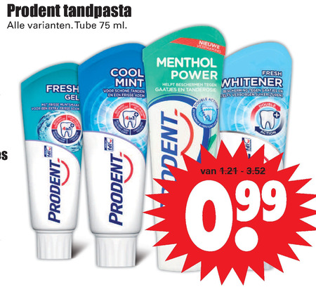 Prodent   tandpasta folder aanbieding bij  Dirk - details