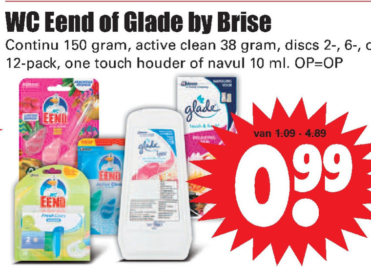 Glade   luchtverfrisser, toiletblok folder aanbieding bij  Dirk - details