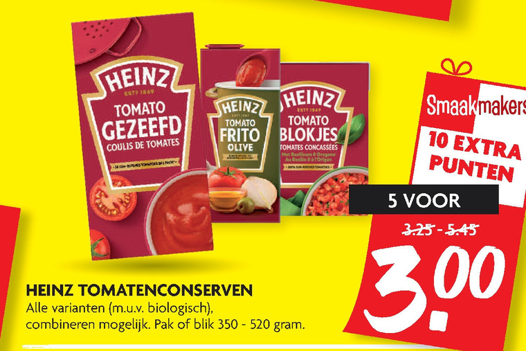 Heinz   tomatenblokjes, tomatenpuree folder aanbieding bij  Dekamarkt - details