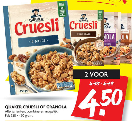 Quaker   cruesli folder aanbieding bij  Dekamarkt - details