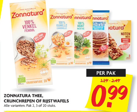 Zonnatura   rijstwafels, thee folder aanbieding bij  Dekamarkt - details