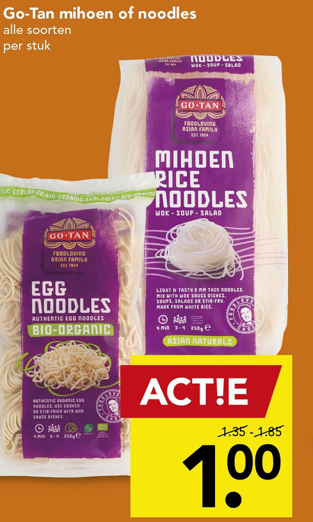 Go-Tan   noodles, miehoen folder aanbieding bij  Deen - details