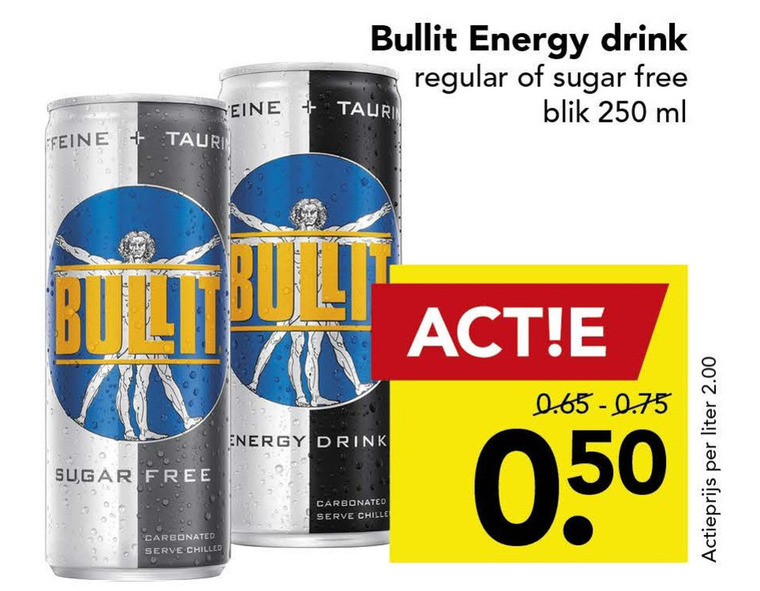 Bullit   energiedrank folder aanbieding bij  Deen - details