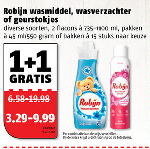 Robijn   wasmiddel, wasverzachter folder aanbieding bij  Poiesz - details