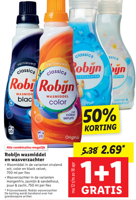 Robijn   wasverzachter, wasmiddel folder aanbieding bij  Lidl - details