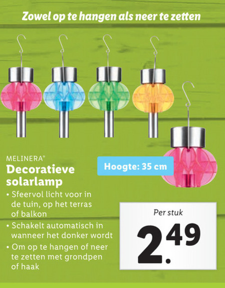 Melinera   solarlamp folder aanbieding bij  Lidl - details