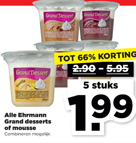 Ehrmann   toetje, chocolademousse folder aanbieding bij  Plus - details