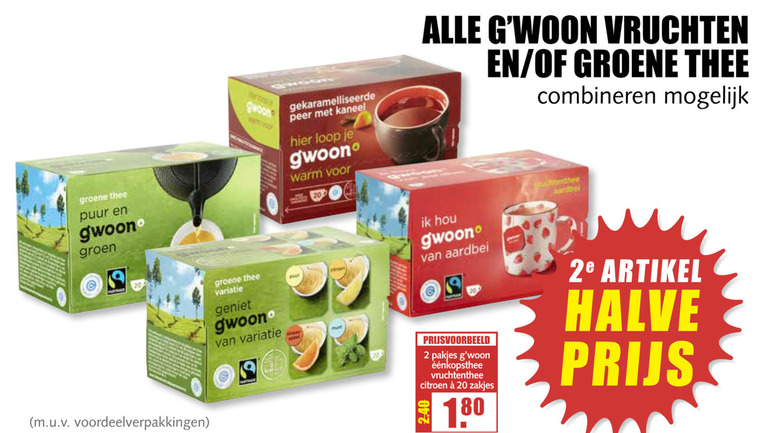 Gwoon   thee folder aanbieding bij  MCD Supermarkt Basis - details