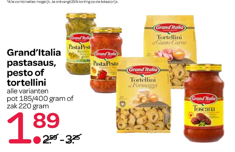 Grand Italia   pasta, tortellini folder aanbieding bij  Spar - details