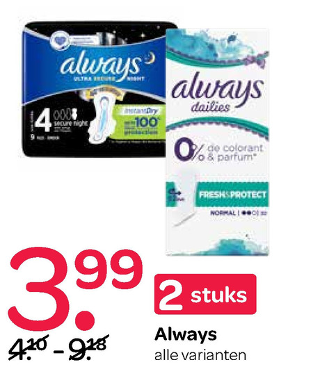 Always   inlegkruisjes, maandverband folder aanbieding bij  Spar - details