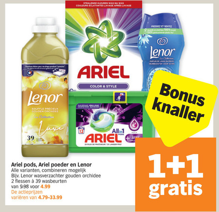 Lenor   wasmiddel, wasverzachter folder aanbieding bij  Albert Heijn - details