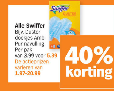 Swiffer   vloerwisdoekjes, duster folder aanbieding bij  Albert Heijn - details