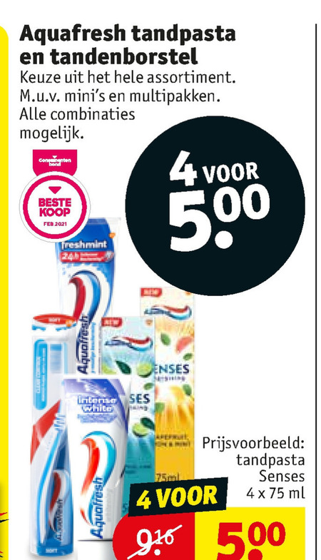 Aquafresh   tandenborstel, tandpasta folder aanbieding bij  Kruidvat - details