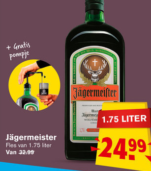 Jagermeister   kruidenbitter folder aanbieding bij  Hoogvliet - details