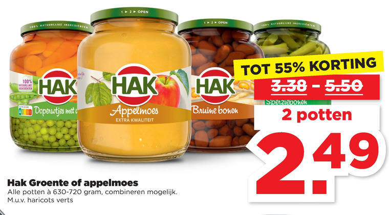 Hak   groenteconserven, appelmoes folder aanbieding bij  Plus - details