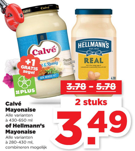 Calve   mayonaise folder aanbieding bij  Plus - details